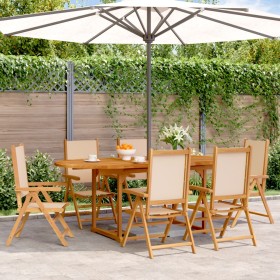 7-piece garden dining set, solid wood with beige fabric. by , Garden sets - Ref: Foro24-3281727, Price: 729,86 €, Discount: %