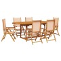 Set de comedor de jardín 7 pzas tela madera maciza beige de , Conjuntos de jardín - Ref: Foro24-3281727, Precio: 729,86 €, De...