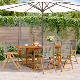 Garten-Essgruppe 7-teilig aus PE-Rattan und Akazienholz in Grau. von , Gartensets - Ref: Foro24-3281719, Preis: 741,39 €, Rab...