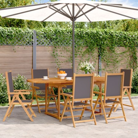 7-piece garden dining set, solid wood with anthracite fabric. by , Garden sets - Ref: Foro24-3281725, Price: 685,99 €, Discou...