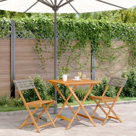 3-teiliges Bistro-Set aus grauem PE-Rattan und Massivholz von , Gartensets - Ref: Foro24-3281863, Preis: 157,25 €, Rabatt: %