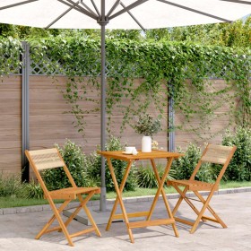 3-piece bistro set made of beige polypropylene and solid wood by , Garden sets - Ref: Foro24-3281759, Price: 145,99 €, Discou...