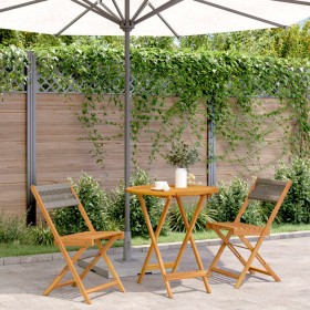 3-piece bistro set made of gray polypropylene and solid wood by , Garden sets - Ref: Foro24-3281842, Price: 148,30 €, Discoun...