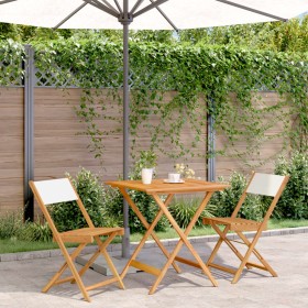 3-teiliges Bistro-Set aus Stoff und massivem Holz in Creme-Weiß. von , Gartensets - Ref: Foro24-3281868, Preis: 161,99 €, Rab...