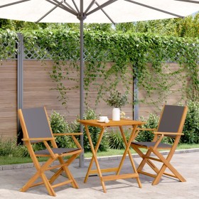 3-teiliges Bistro-Set aus Stoff und massivem Anthrazit-Holz von , Gartensets - Ref: Foro24-3281809, Preis: 184,05 €, Rabatt: %