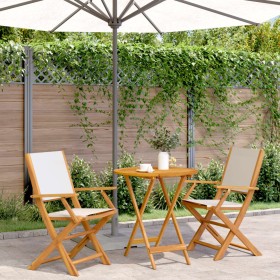 3-teiliges Bistro-Set aus Stoff und massivem Holz in Creme-Weiß. von , Gartensets - Ref: Foro24-3281856, Preis: 184,55 €, Rab...