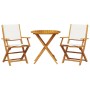 3-piece bistro set, fabric and solid white cream wood by , Garden sets - Ref: Foro24-3281856, Price: 184,55 €, Discount: %