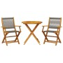 3-piece bistro set made of gray polypropylene and solid wood by , Garden sets - Ref: Foro24-3281854, Price: 204,39 €, Discoun...