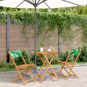 3-teiliges Bistro-Set aus Stoff und massivem Holz mit Blattmuster. von , Gartensets - Ref: Foro24-3281752, Preis: 131,99 €, R...