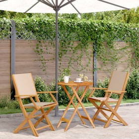 3-piece bistro set in beige fabric and solid wood by , Garden sets - Ref: Foro24-3281799, Price: 178,04 €, Discount: %