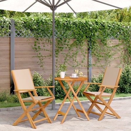 3-teiliges Bistro-Set aus Stoff und massivem Holz in Beige. von , Gartensets - Ref: Foro24-3281799, Preis: 178,40 €, Rabatt: %