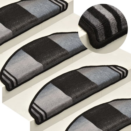 Alfombrilla autoadhesiva escalera 15 uds negro gris 65x21x4 cm de vidaXL, Alfombrillas para escalones - Ref: Foro24-322412, P...