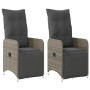 Sillones reclinable jardín y cojines 2 uds ratán sintético gris de , Sillas de jardín - Ref: Foro24-365702, Precio: 287,99 €,...