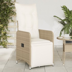 Silla de jardín reclinable con cojines ratán sintético beige de , Sillas de jardín - Ref: Foro24-365698, Precio: 153,59 €, De...