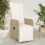 Reclining garden chair with beige synthetic rattan cushions by , Garden chairs - Ref: Foro24-365698, Price: 153,59 €, Discoun...