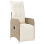 Silla de jardín reclinable con cojines ratán sintético beige de , Sillas de jardín - Ref: Foro24-365698, Precio: 153,99 €, De...