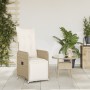 Silla de jardín reclinable con cojines ratán sintético beige de , Sillas de jardín - Ref: Foro24-365698, Precio: 148,32 €, De...