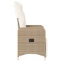 Reclining garden chair with beige synthetic rattan cushions by , Garden chairs - Ref: Foro24-365698, Price: 153,59 €, Discoun...