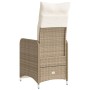 Reclining garden chair with beige synthetic rattan cushions by , Garden chairs - Ref: Foro24-365698, Price: 153,59 €, Discoun...