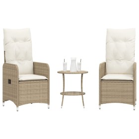 Garden reclining armchairs with table 2 units PE beige rattan by , Garden chairs - Ref: Foro24-365693, Price: 266,99 €, Disco...