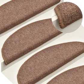 Stair tread carpets 15 units brown 56x17x3 cm by vidaXL, Stair mats - Ref: Foro24-322366, Price: 43,38 €, Discount: %