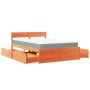 Cama con cajones y colchón madera pino marrón cera 120x190 cm de , Camas y somieres - Ref: Foro24-3281918, Precio: 500,63 €, ...