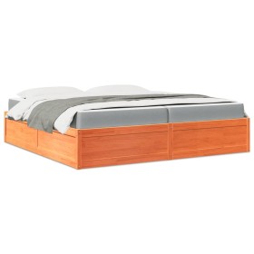 Cama con colchón madera maciza de pino marrón cera 200x200 cm de , Camas y somieres - Ref: Foro24-3281924, Precio: 514,99 €, ...