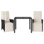 Small table and chairs with 3 black synthetic rattan cushions. by , Garden sets - Ref: Foro24-3276863, Price: 307,99 €, Disco...