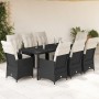 Set de comedor de jardín 9 pzas y cojines ratán sintético negro de , Conjuntos de jardín - Ref: Foro24-3276868, Precio: 1,00 ...