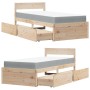 Cama con cajones y colchón madera maciza de pino 90x200 cm de , Camas y somieres - Ref: Foro24-3281907, Precio: 313,26 €, Des...