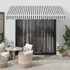 Manual retractable awning with anthracite and white LED 300x250 cm by , Awnings - Ref: Foro24-3215779, Price: 269,65 €, Disco...