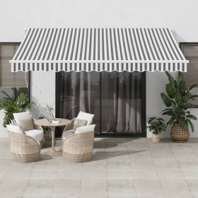 Retractable automatic awning with LED light in anthracite white 400x300cm. by , Awnings - Ref: Foro24-3215785, Price: 620,99 ...