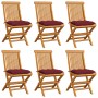 Garden chairs 6 units with red wine cushions teak wood by , Garden chairs - Ref: Foro24-3065614, Price: 389,98 €, Discount: %