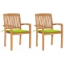 Garden chairs 2 units teak wood and bright green cushions by , Garden chairs - Ref: Foro24-3063263, Price: 250,86 €, Discount: %