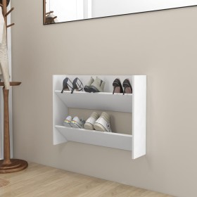 White plywood wall-mounted shoe rack 80x18x60 cm by , Shoe racks and shoe organizers - Ref: Foro24-806741, Price: 30,01 €, Di...