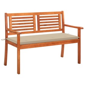 Solid eucalyptus wood 2-seater garden bench with cushion, 120 cm by , garden benches - Ref: Foro24-3060972, Price: 184,99 €, ...