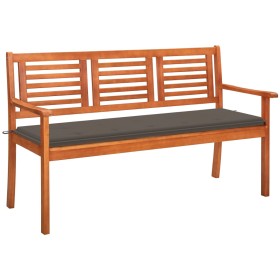 Solid eucalyptus wood 3-seater garden bench with cushion, 150 cm by , garden benches - Ref: Foro24-3061004, Price: 197,99 €, ...