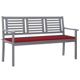 3-seater eucalyptus wood garden bench in gray with cushion, 150 cm by , garden benches - Ref: Foro24-3061059, Price: 204,45 €...