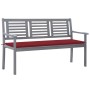 3-seater eucalyptus wood garden bench in gray with cushion, 150 cm by , garden benches - Ref: Foro24-3061059, Price: 216,42 €...