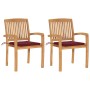 Garden chairs 2 units teak wood with red wine cushions by , Garden chairs - Ref: Foro24-3063261, Price: 250,86 €, Discount: %