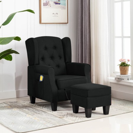 Sillón de masaje con reposapiés tela negro de vidaXL, Sillones de masaje eléctricos - Ref: Foro24-320163, Precio: 288,61 €, D...