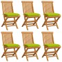 Garden chairs 6 units bright green cushions teak wood by , Garden chairs - Ref: Foro24-3065616, Price: 389,98 €, Discount: %