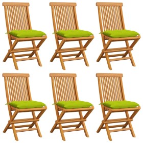 Garden chairs 6 units bright green cushions teak wood by , Garden chairs - Ref: Foro24-3065616, Price: 389,98 €, Discount: %