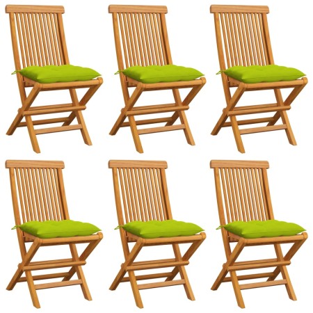 Garden chairs 6 units bright green cushions teak wood by , Garden chairs - Ref: Foro24-3065616, Price: 389,98 €, Discount: %