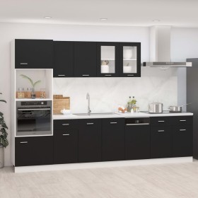 7-piece engineered wood kitchen furniture set in black by , Kitchen cabinets - Ref: Foro24-3067624, Price: 549,99 €, Discount: %