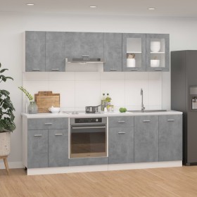 Kitchen furniture set, 8 pieces, engineered wood, concrete gray. by , Kitchen cabinets - Ref: Foro24-3067651, Price: 557,99 €...