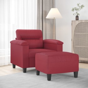 Sessel mit Hocker aus synthetischem rotem Leder, 60 cm. von , Sofas - Ref: Foro24-3201240, Preis: 207,77 €, Rabatt: %