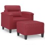 Sillón con taburete cuero sintético rojo tinto 60 cm de , Sofás - Ref: Foro24-3201240, Precio: 201,99 €, Descuento: %