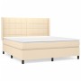 Boxspringbett mit cremefarbenem Stoffbezug und Matratze, 180x200 cm. von , Betten und Lattenroste - Ref: Foro24-3131454, Prei...