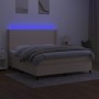 Box spring bed with mattress and LED lights, cream fabric, 180x200 cm. by , Beds and slatted bases - Ref: Foro24-3138178, Pri...